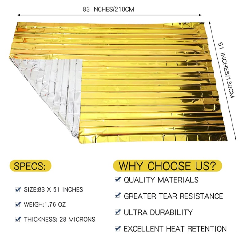 Gold‑Silver Mylar Thermal Surv - đánh giá và giá Survival Blanket Reflective